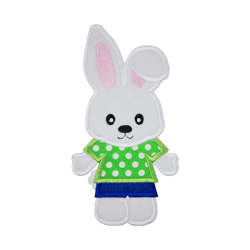 Cute Boy Bunny Sew or Iron on Patch